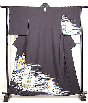 帆船の図訪問着