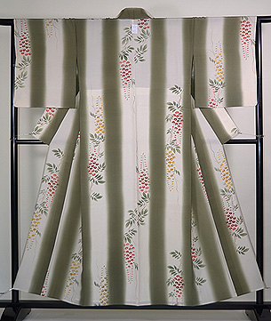 藤の花の単衣小紋