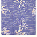 夏野に流水の単衣訪問着　上前