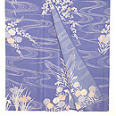 夏野に流水の単衣訪問着　上前