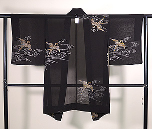 荒磯にツバメ錦紗単衣羽織