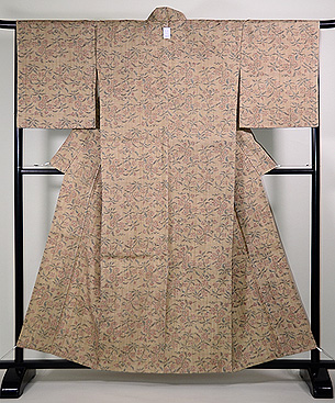 浦野理一作 小花文絣経節紬袷