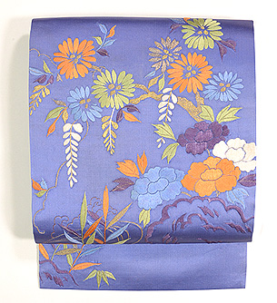 四季の花々刺繍名古屋帯