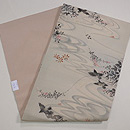 秋の水辺にカラス 手描き名古屋帯　帯裏