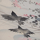 秋の水辺にカラス 手描き名古屋帯　質感・風合