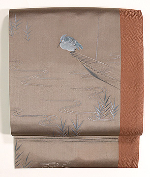 鷺と船刺繍名古屋帯