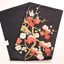 黒地紅白梅刺繍開き名古屋帯 帯裏