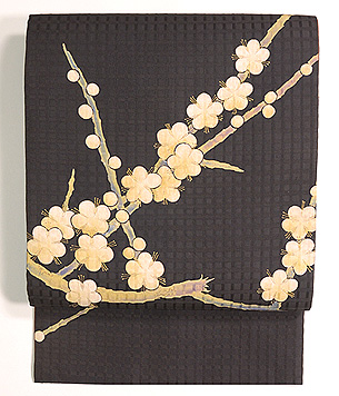 白梅の図染め名古屋帯