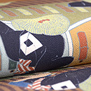 縮緬地縞と鳴子、雀踊り名古屋帯 質感・風合