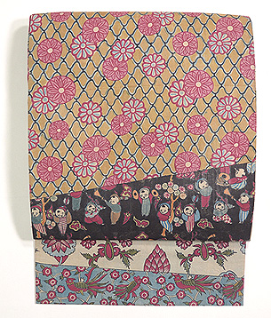 古渡写し更紗名古屋帯