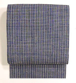 浦野理一作 藍格子名古屋帯
