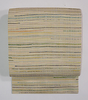 浦野理一作 繋ぎ糸の横やたら縞名古屋帯