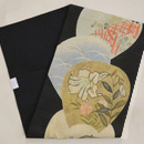 団扇に百合名古屋帯　帯裏