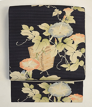 朝顔につるべ井戸染め名古屋帯