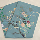 流水に撫子青の夏帯　帯裏