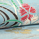 流水に撫子青の夏帯　質感・風合