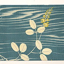 木目調に萩の夏帯　前中心