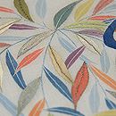 山荘の秋の庭図麻名古屋帯　質感・風合