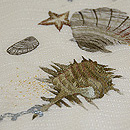 海辺に貝殻刺繍紗名古屋帯　質感・風合