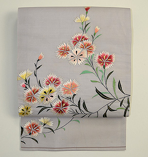 撫子刺繍絽名古屋帯