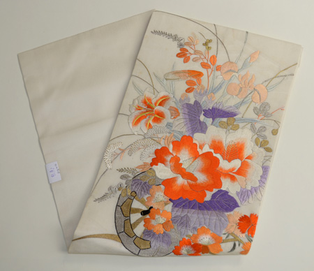 夏の百花花車刺繍紗名古屋帯 - アンティーク着物の灯屋2