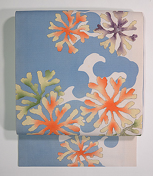 青と白海松の染め帯