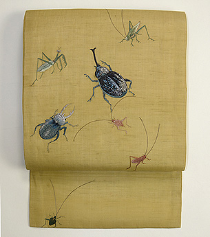 虫の刺繍帯