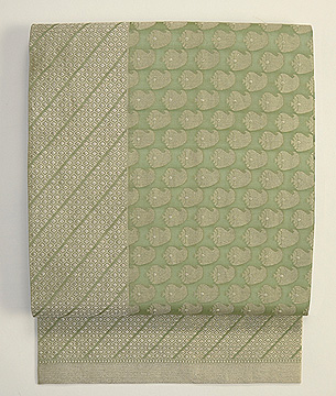 若緑色ペイズリーの名古屋帯