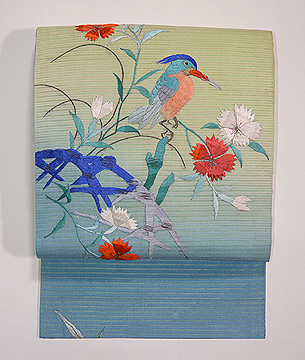 撫子にカワセミの夏帯