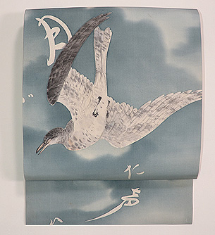 大空に鳩染名古屋帯