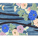 小菊牡丹模様縮緬名古屋帯 前中心