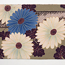 竹に菊の縮緬染名古屋帯　前中心