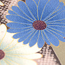 竹に菊の縮緬染名古屋帯　質感・風合