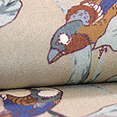 カエデの木に小鳥たちの縮緬名古屋帯　質感・風合