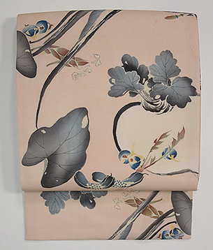 縮緬四季野菜染帯