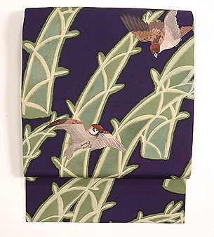 若竹に雀名古屋帯