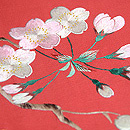 赤地桜の刺繍開き名古屋帯　質感・風合