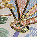 間垣に檜扇鉄線と菊の刺繍袋帯 質感・風合