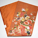 煉瓦色に花車の名古屋帯　帯裏