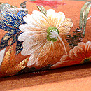 煉瓦色に花車の名古屋帯　質感・風合