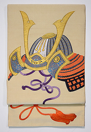 兜柄の綴れ袋帯