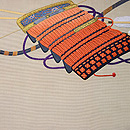 兜柄の綴れ袋帯　前中心