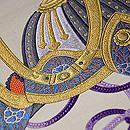 兜柄の綴れ袋帯　質感・風合