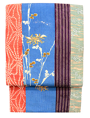 秋のコラージュ名古屋帯