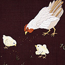 茶地鶏親子の名古屋帯 質感・風合