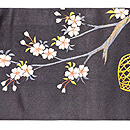 桜菊に尾長鳥の名古屋帯 前中心