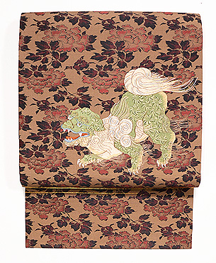 唐獅子牡丹の袋帯