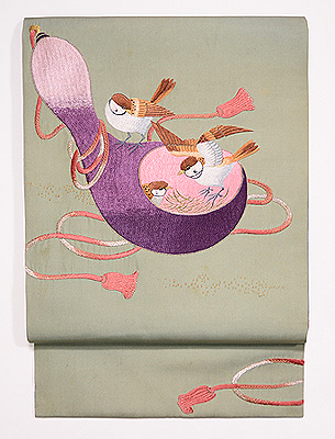 雀のお宿は瓢名古屋帯