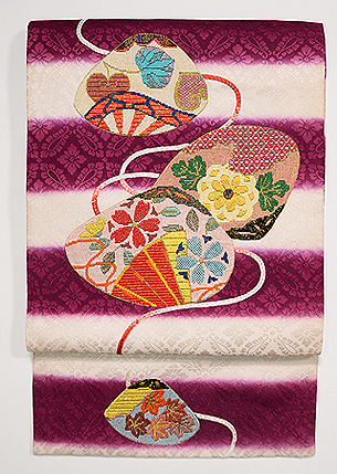 貝合わせ絽刺しの名古屋帯