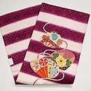 貝合わせ絽刺しの名古屋帯　帯裏